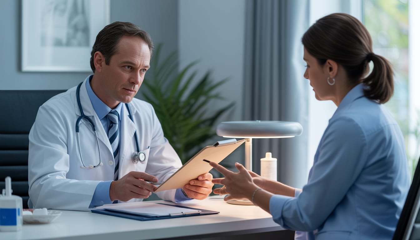 Como Validar Sua Estratégia de Internacionalização Médica (Antes de Investir Tempo e Dinheiro) 1 Médico analisando plano de internacionalização e reconhecimento do diploma em Portugal em um checklist