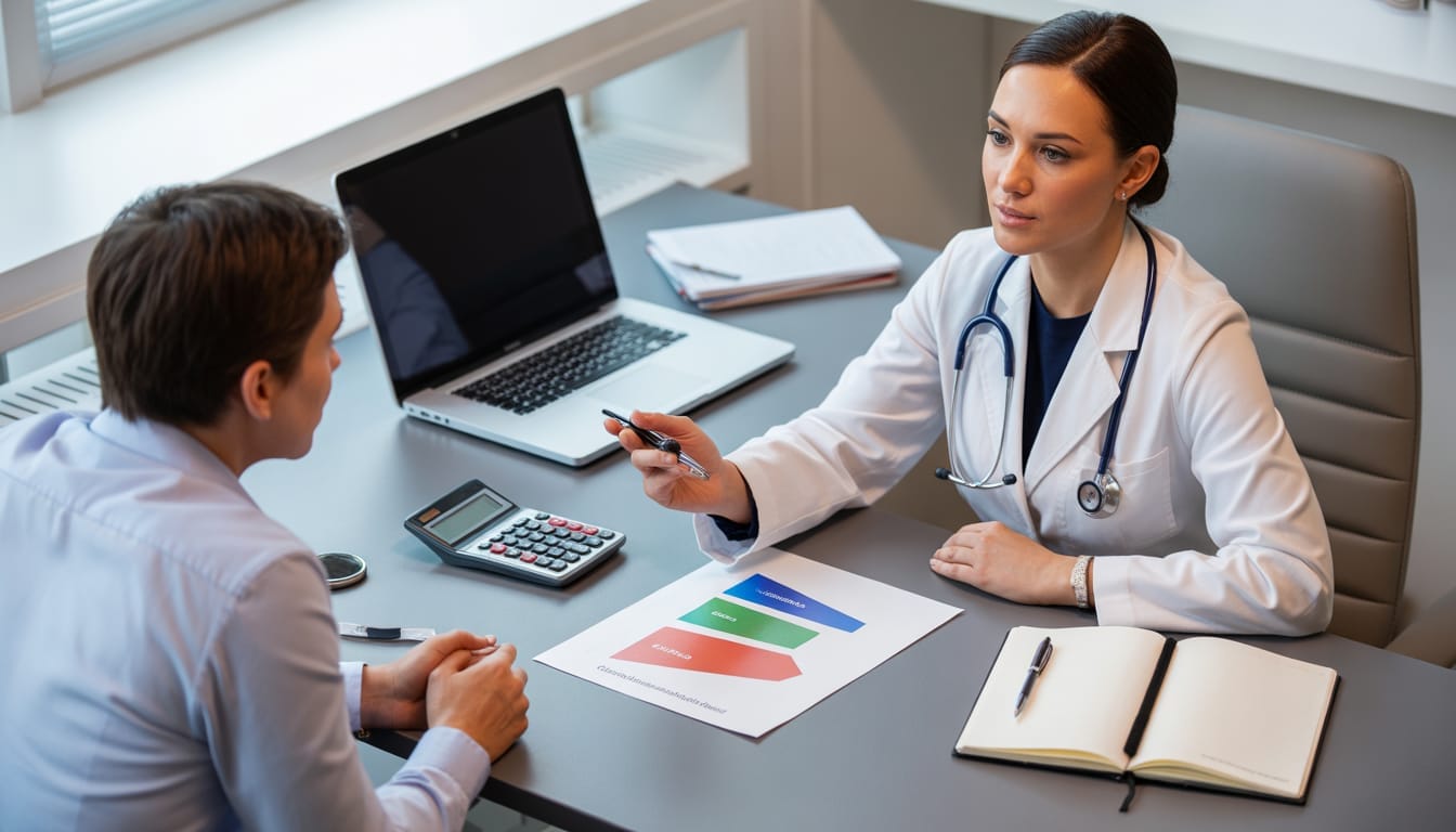 Como Calcular o Retorno da Internacionalização da Carreira Médica (ROI) e Decidir com Segurança 1 Médico calculando ROI da internacionalização da carreira médica para atuar em Portugal
